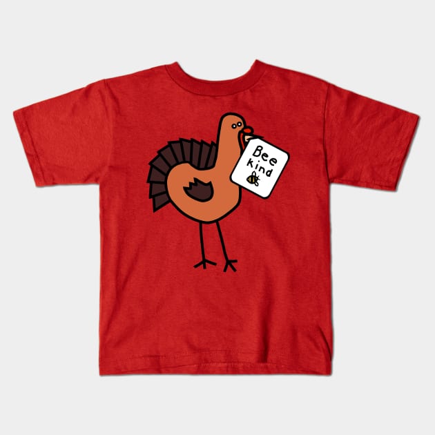 Be Kind Thanksgiving Turkey Kids T-Shirt by ellenhenryart